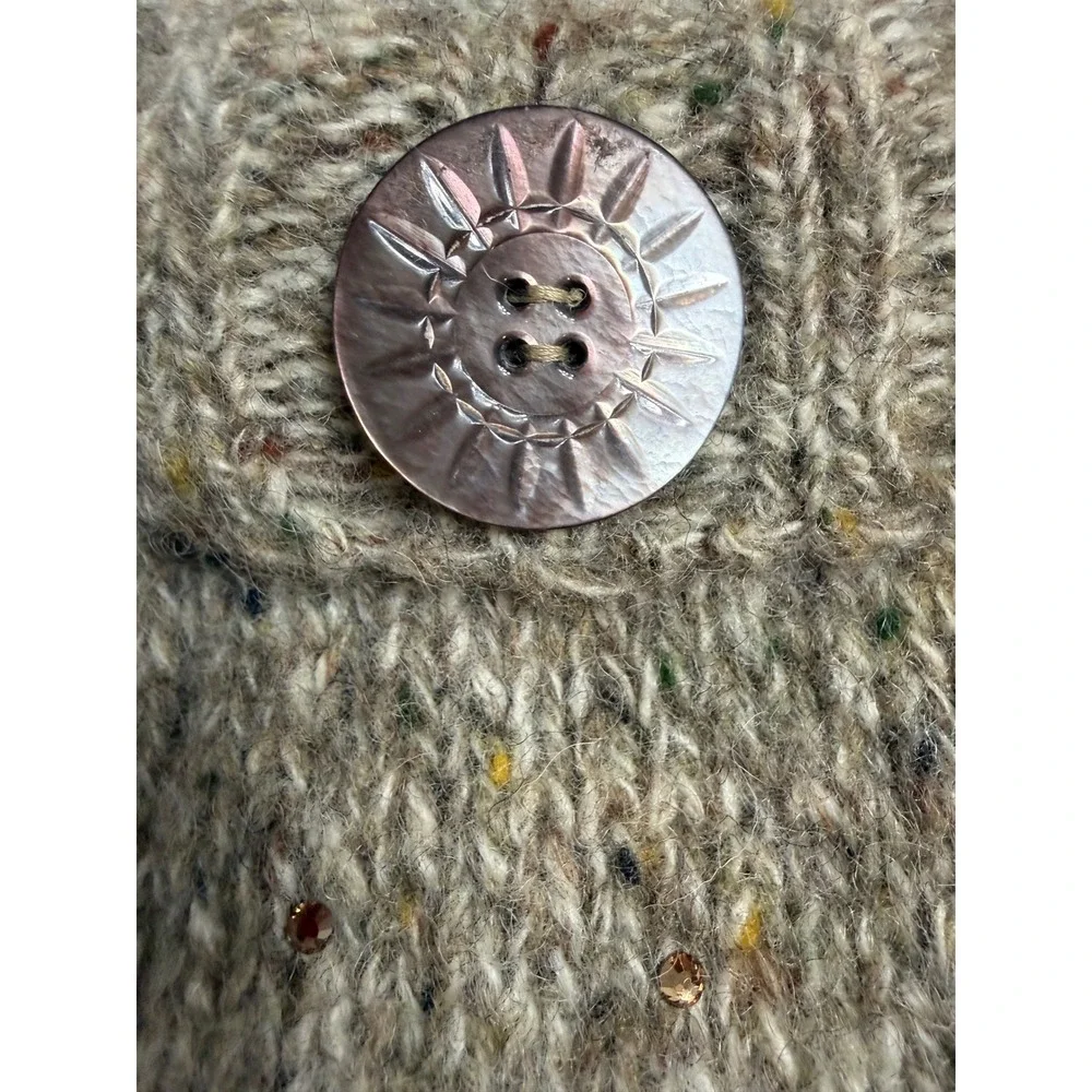 Knit Wool Mittens Beige Bling Sequin Fleece Lined Cute warm Cozy Gorpcore OS